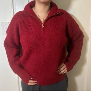 Lands' End Fuzzy Wedge Quarter Zip Sweater